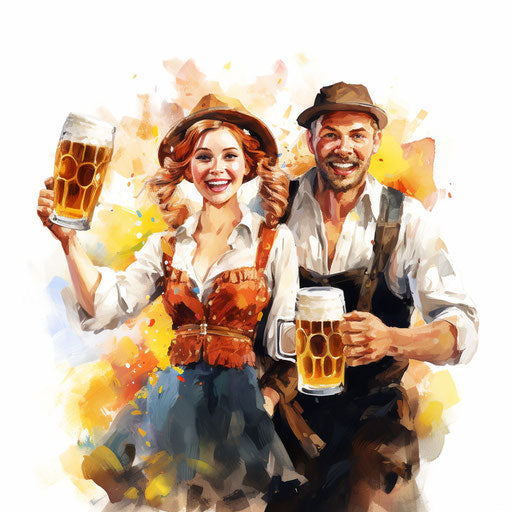 Oktoberfest clipart in the style of Oil painting, on a white background