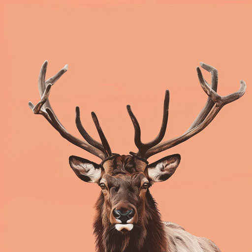 Realistic reindeer clipart on pastel peach background