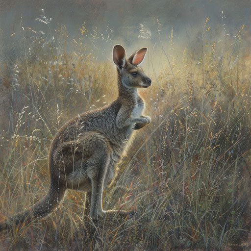 The Toolache Wallaby gracefully bounding at dawn