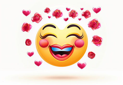 Happy face with heart and kiss mouth