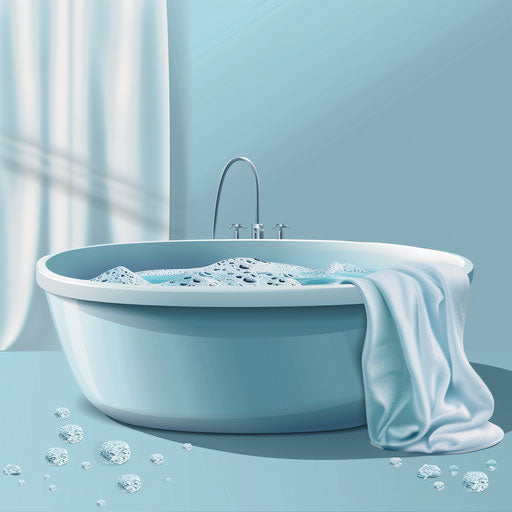 Realistic bath illustration with random flat background