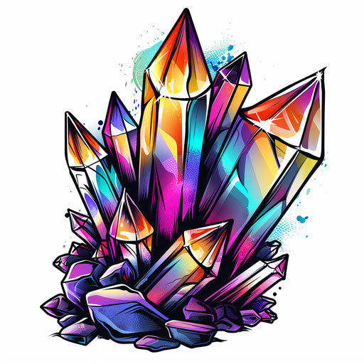 A vibrant crystal with vivid colors and sharp edges