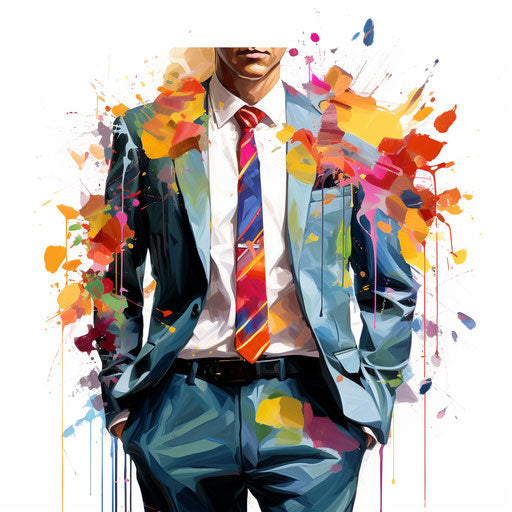 Suit clipart in the style of Impressionistic Art