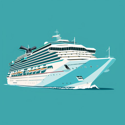 Realistic cruise clipart on turquoise background