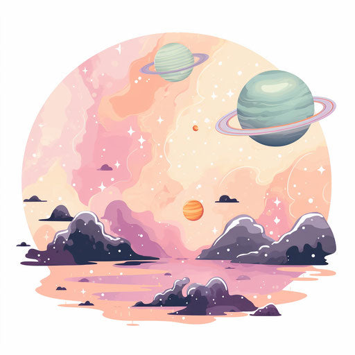 Planet clipart in the style of Pastel Colors Art