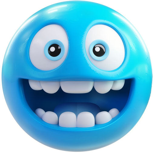 Blue face with happy expression and hanging ears