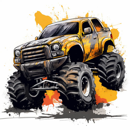 Chiaroscuro Art: Monster truck clip art on white background