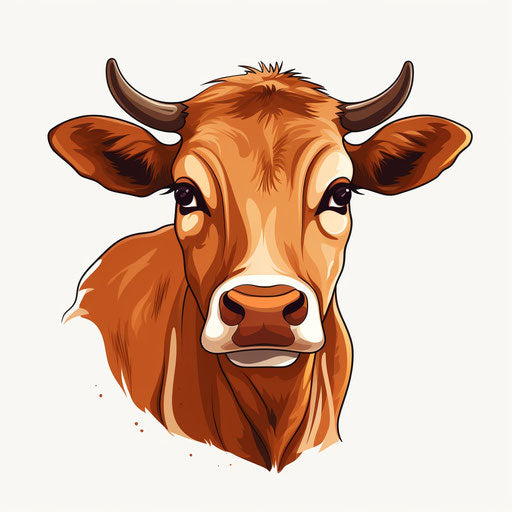 Cow in Minimalist style on white background