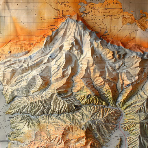 Mount Hood topographical map, elk hunting, sunset