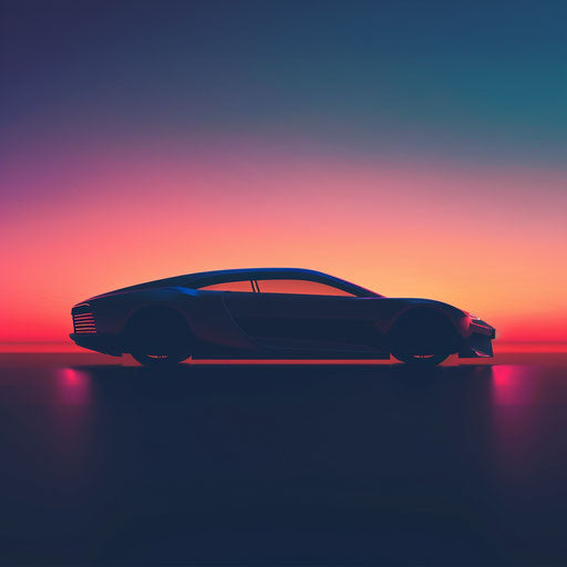 Car silhouette with flat random background and subtle shading