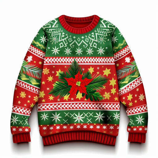 Realistic ugly Christmas sweater clipart on white background