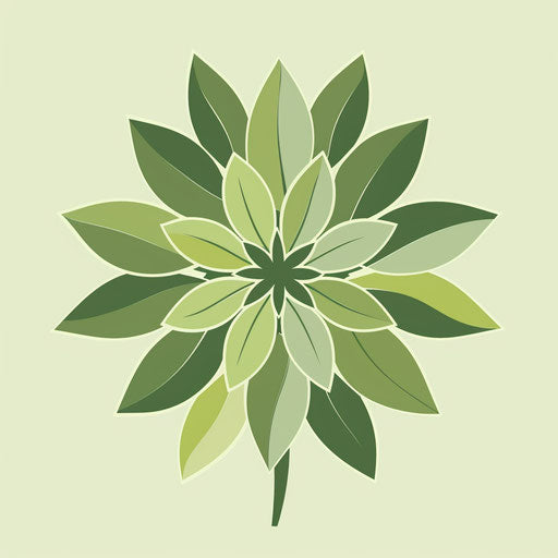 Green flower designed for Amazon, modernist style, negative space