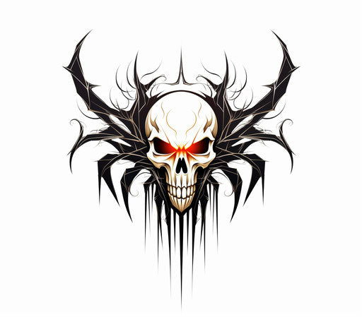 Spider with skull, simple designs style, tattoo 8:7