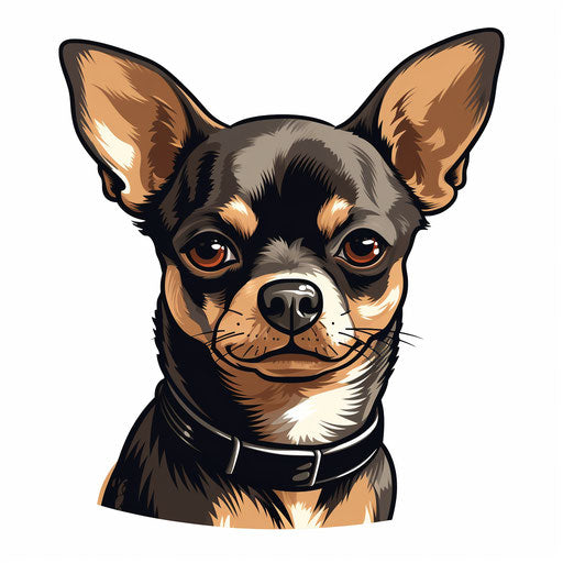 Minimalist chihuahua artwork on white background