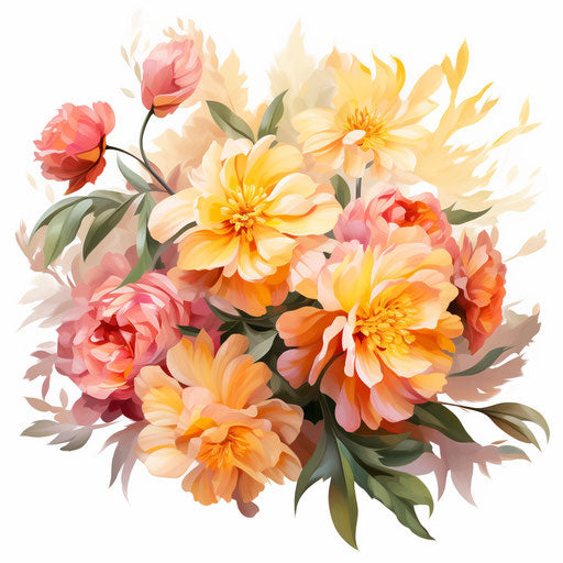 Flower images clipart in the style of Oil painting, white background