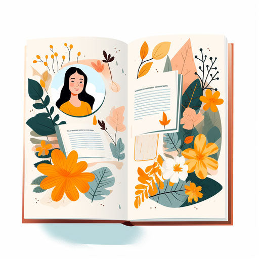 Minimalist style yearbook clipart, on a white background