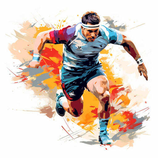 Rugby clipart in the style of Impressionistic Art, on white background