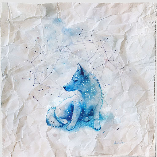 Ethereal and soft watercolor painting of the Canis Major constellation as a tatto...