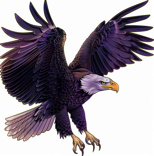 Eagle in black and brown ink with spread wings