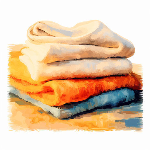 Towel clipart in the style of Impressionistic Art, on white background