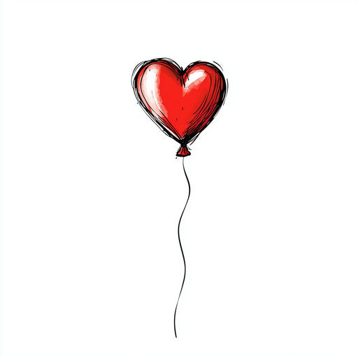 Cute tattoo sketch with heart-shaped balloon