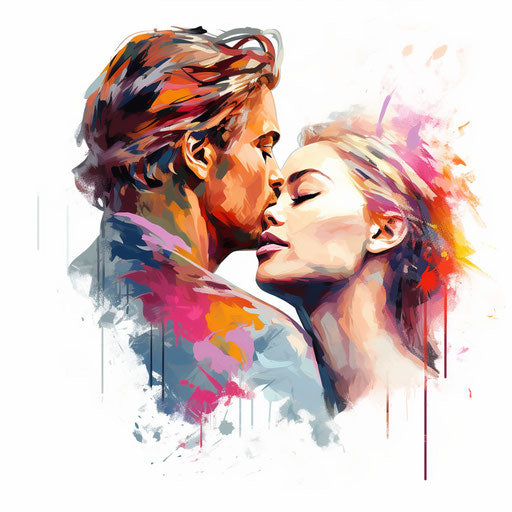 I love you clipart in the style of Oil painting, on a white background