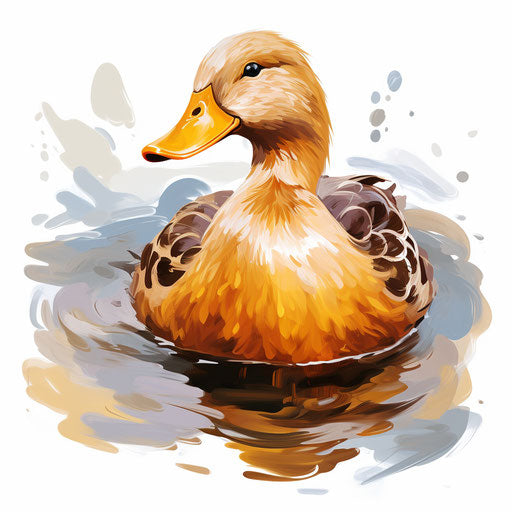 Duck clipart in the style of Oil painting, on a white background