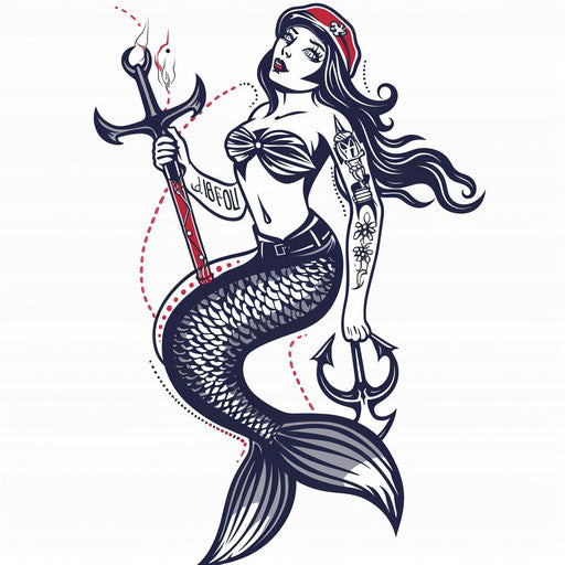 Traditional sailor tattoo mermaid