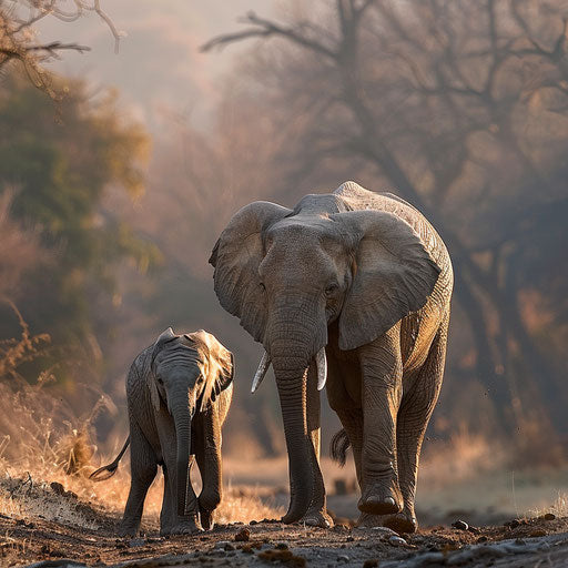 Survival Guide: Elephant and Calf Navigate Challenging Terrain