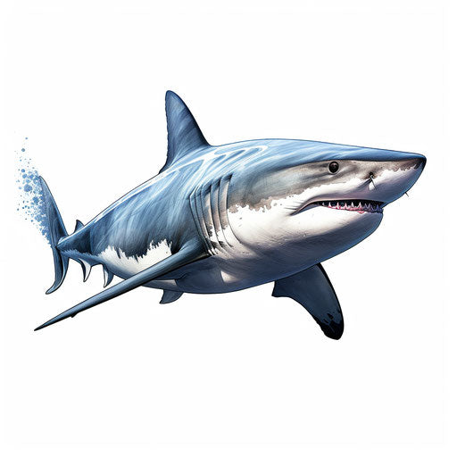 Shark clipart in the style of Chiaroscuro Art, on a white background