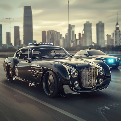 Police pursuit on city highway with 1954 Bentley R Type Continental