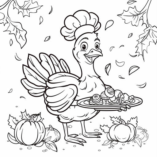 Chef turkey with Thanksgiving meal tray