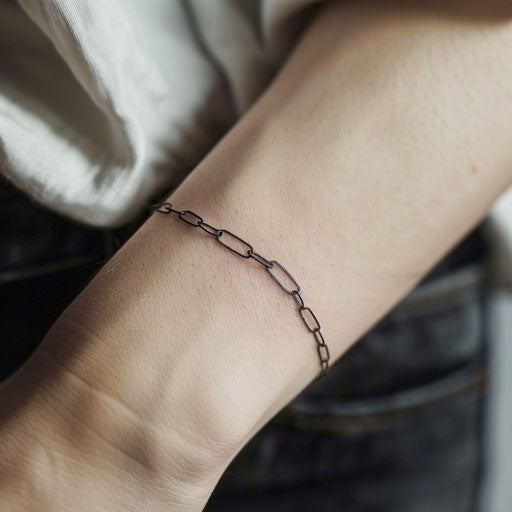 Minimalist black chain tattoo, simple and elegant