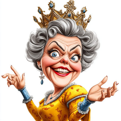 Intriguing Queen Caricature Clipart for Book Illustrations