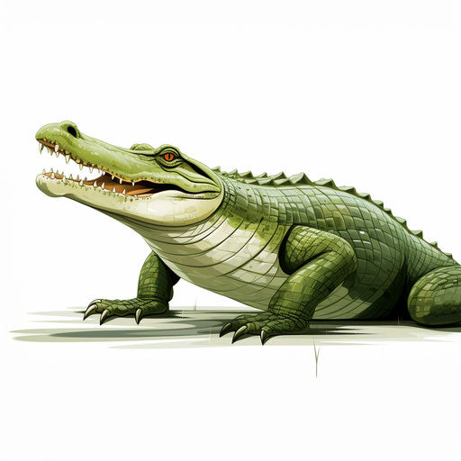 Alligator illustration in Minimalist style, on white background