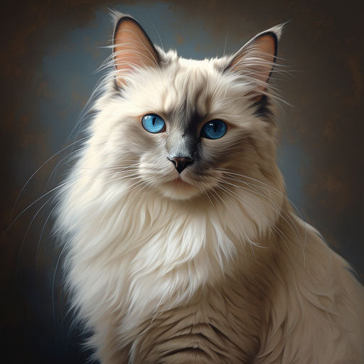 Mysterious silhouette of a Birman cat