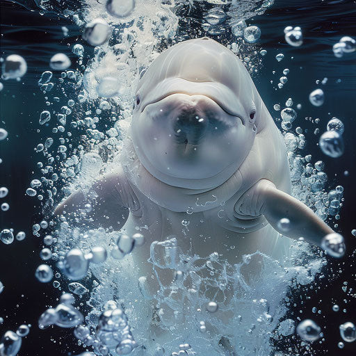 Beluga in a bubble stream