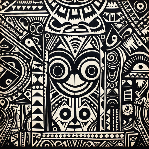 Black and white tribal design wall mural