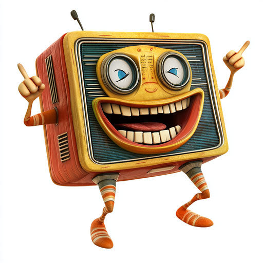 Humorous caricature of a radio clipart with human characteristics