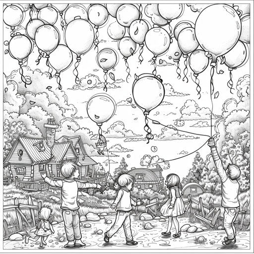 Children releasing balloons into the sky