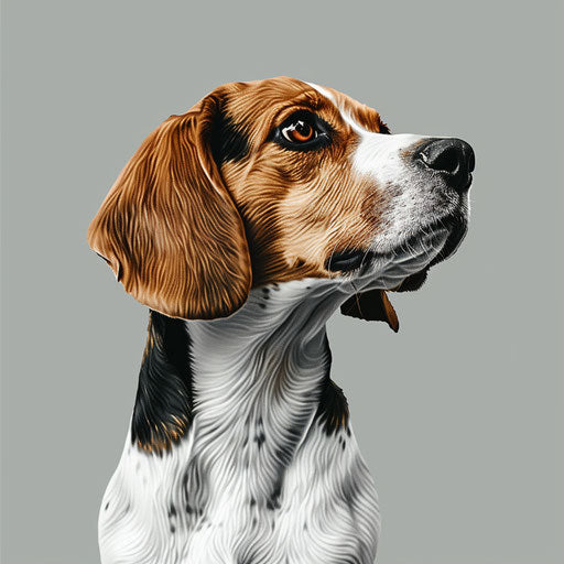 Photo-realistic beagle clipart on slate grey background