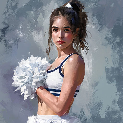 Realistic cheerleader clipart on slate grey background