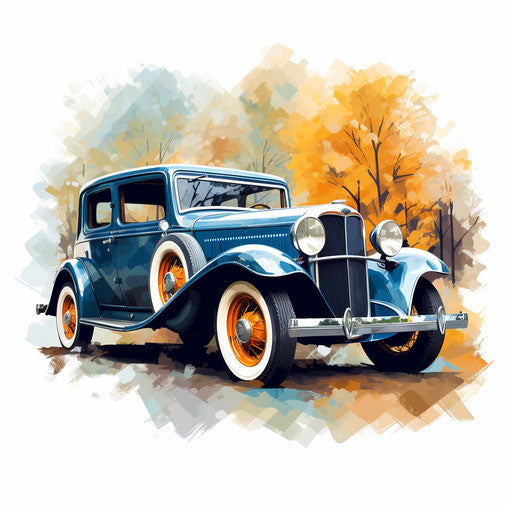 Car clipart png in the style of Oil painting, on a white background