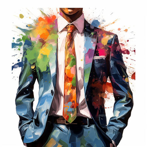 Suit clipart in the style of Impressionistic Art, on white background