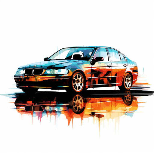 Car silhouette in Oil painting style on white background