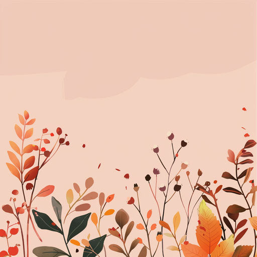 Realistic autumn clipart on flat rose background