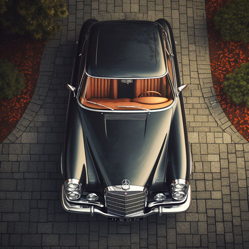 Top view of classic Mercedes Benz car