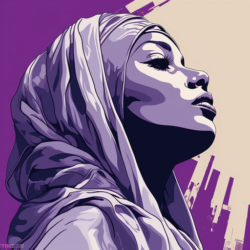 Egyptian lady with white scarf in graphic style