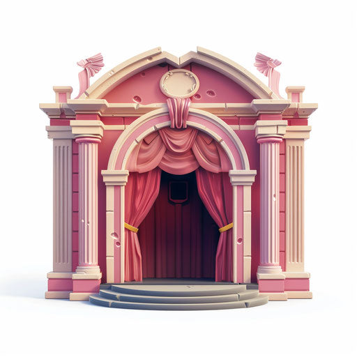 Realistic theater clipart on glossy white background