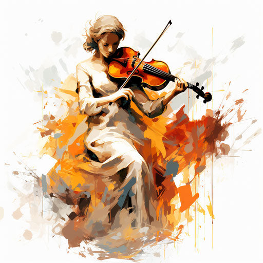 Illustration of note on white background, oil painting style